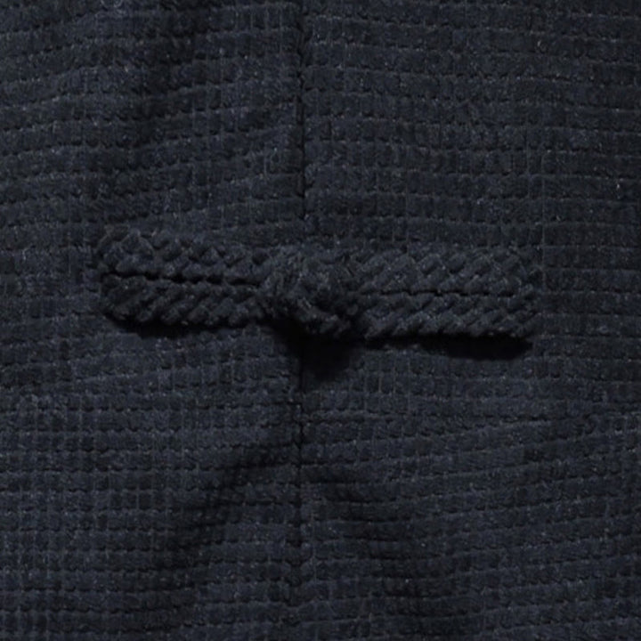 Buddha Stonesメンズ フロッグボタン タンスーツ コーデュロイ コットン 刺繍 ロングジャケット シャツ ポケット付き