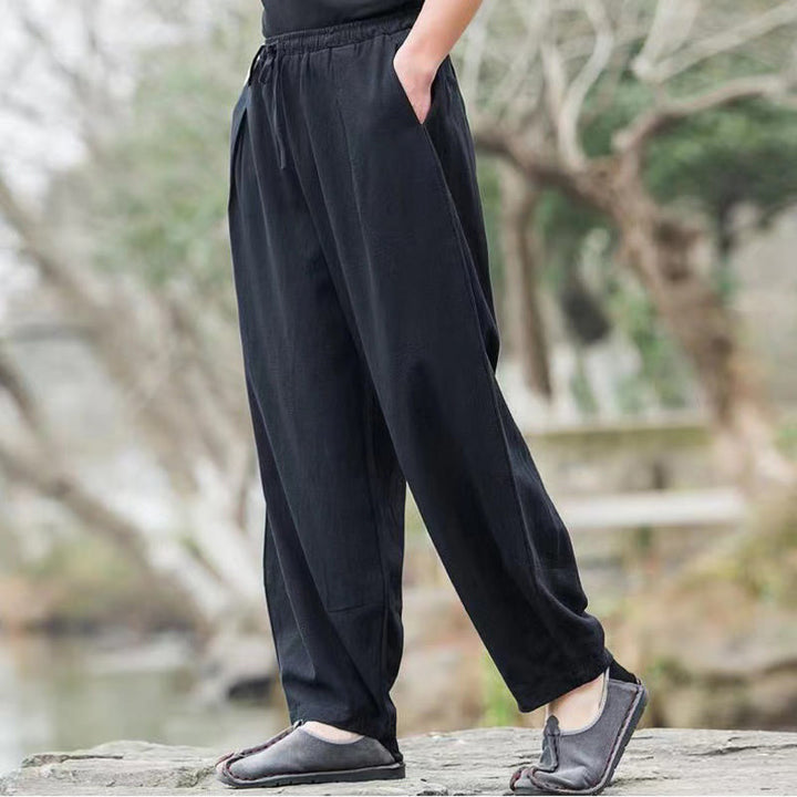 Buddha Stonesカジュアル シンプル ドローストリング メンズ ハーレムパンツ ポケット付き - image 5