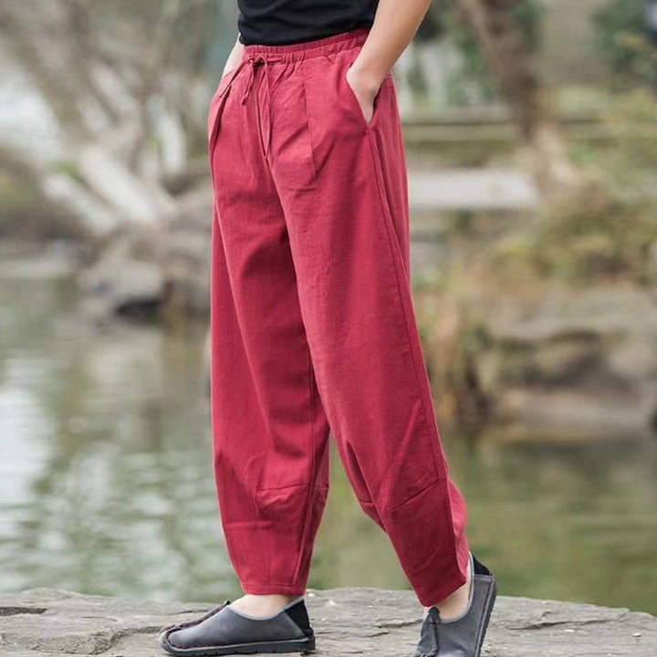 Buddha Stonesカジュアル シンプル ドローストリング メンズ ハーレムパンツ ポケット付き - image 13