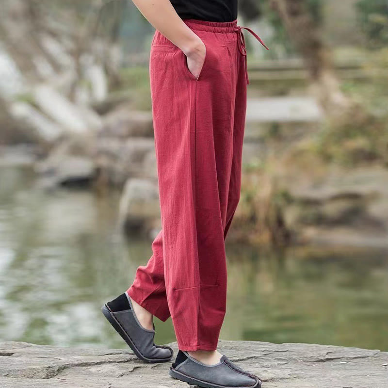 Buddha Stonesカジュアル シンプル ドローストリング メンズ ハーレムパンツ ポケット付き - image 12