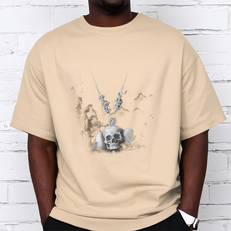 Buddha Stonesチベット 屍の王 森の頭蓋骨 ペンダント 雲 デザイン Tシャツ - image 21