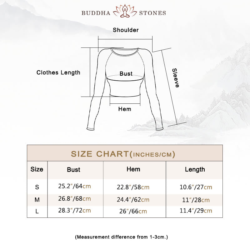 Buddha StonesグラデーションロングスリーブクロップトップTシャツブラレギンスパンツフィットネスヨガウェア - image 5