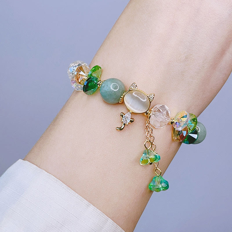 Buddha Stonesアメジストグリーンクリスタルレッドクリスタルキャットバランスブレスレット - image 13