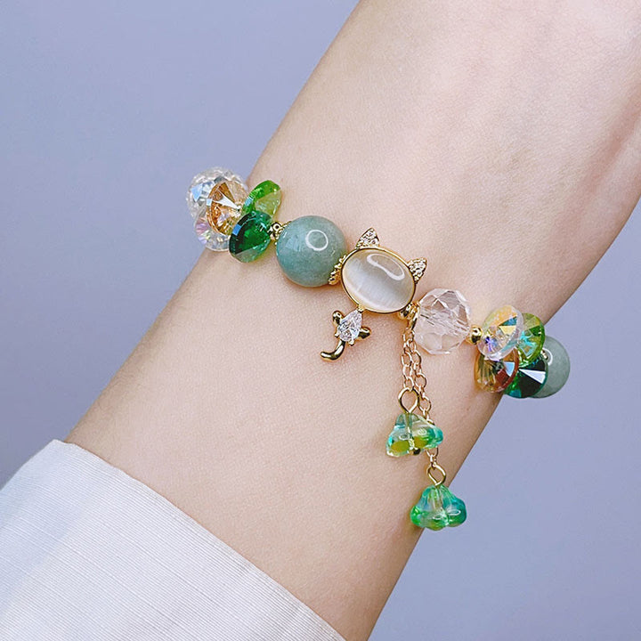 Buddha Stonesアメジストグリーンクリスタルレッドクリスタルキャットバランスブレスレット - image 13