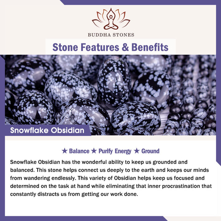 仏石スノーフレークオブシディアンバランスブレスレット