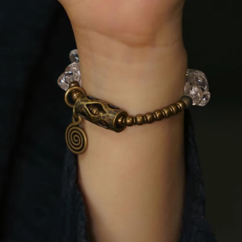 Buddha Stones不規則なホワイトクリスタル 銅 クラリティブレスレット