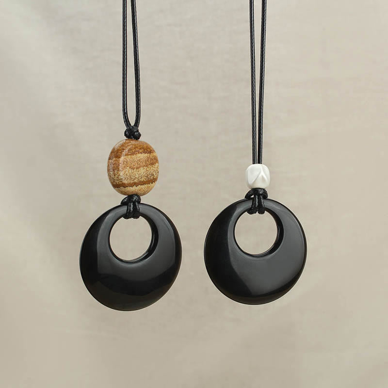 Buddha Stones黒曜石 瑠璃絵石 銅製 成就の祈り ネックレス ペンダント