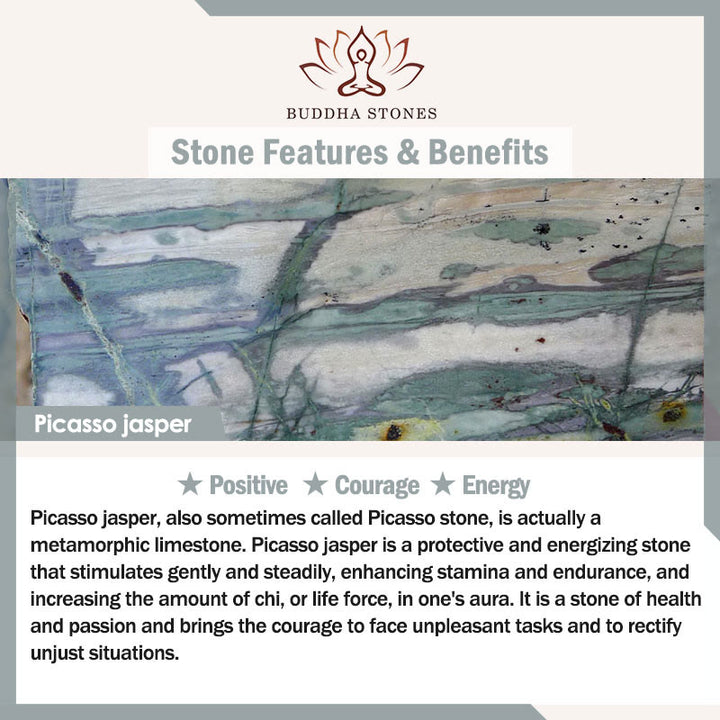 Buddha Stonesホワイトターコイズ ピカソジャスパー グリーンカルサイトの祝福ブレスレット