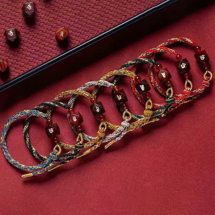 Buddha Stones十二支誕生仏小葉紫檀赤紐守護ブレスレット