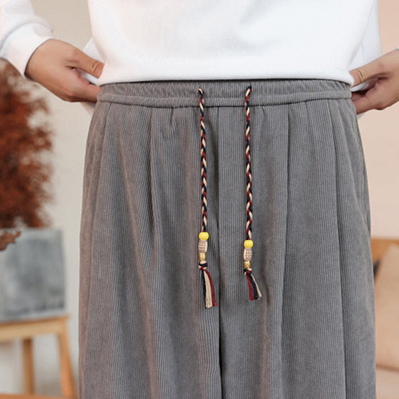 Buddha Stones秋冬 メンズ ドローストリング コーデュロイ 無地 ポケット付きパンツ - image 11