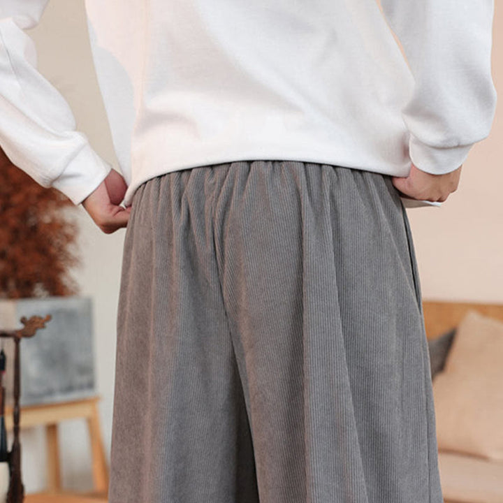 Buddha Stones秋冬 メンズ ドローストリング コーデュロイ 無地 ポケット付きパンツ - image 12