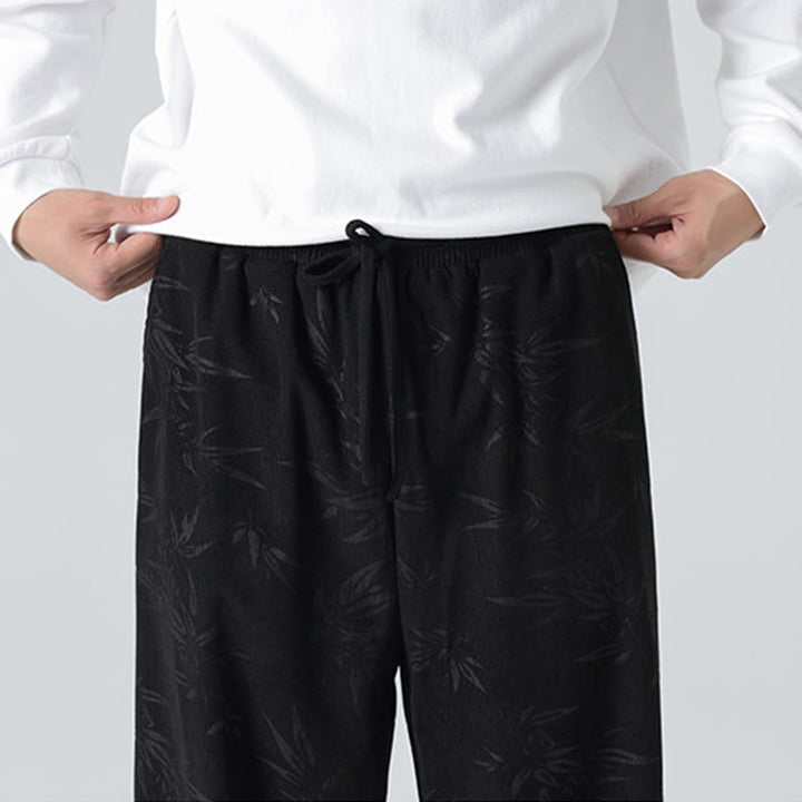 Buddha Stones竹柄 コーデュロイ メンズ ワイドレッグパンツ ポケット付き - image 16