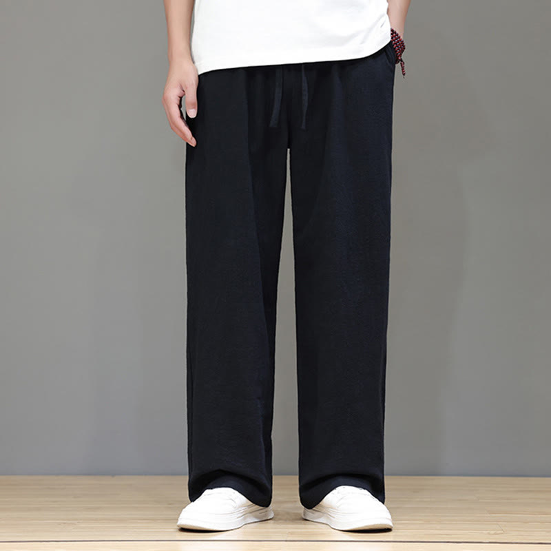 Buddha Stones夏用 メンズ コットンリネン ストレートレッグパンツ ポケット付き - image 32