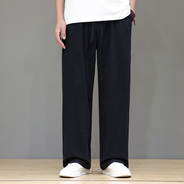 Buddha Stones夏用 メンズ コットンリネン ストレートレッグパンツ ポケット付き - image 32