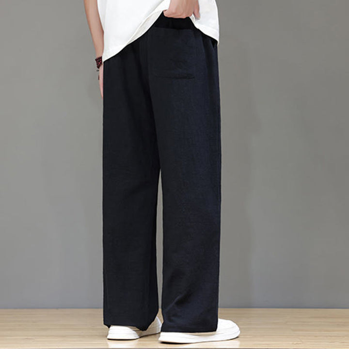 Buddha Stones夏用 メンズ コットンリネン ストレートレッグパンツ ポケット付き - image 35