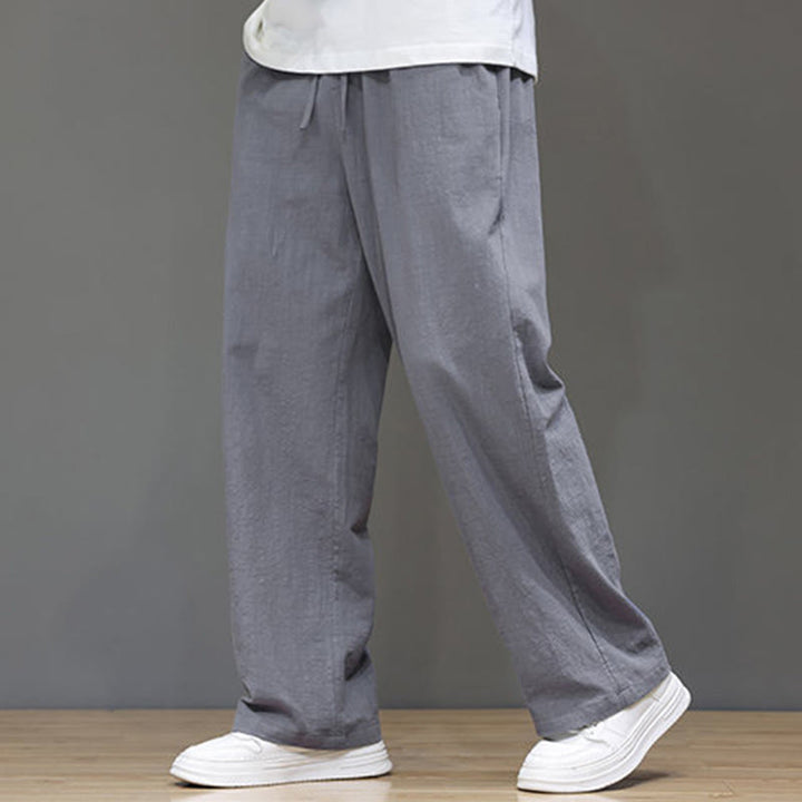 Buddha Stones夏用 メンズ コットンリネン ストレートレッグパンツ ポケット付き - グレー - US/UK/AU46、 EU56 (5XL) - image 19