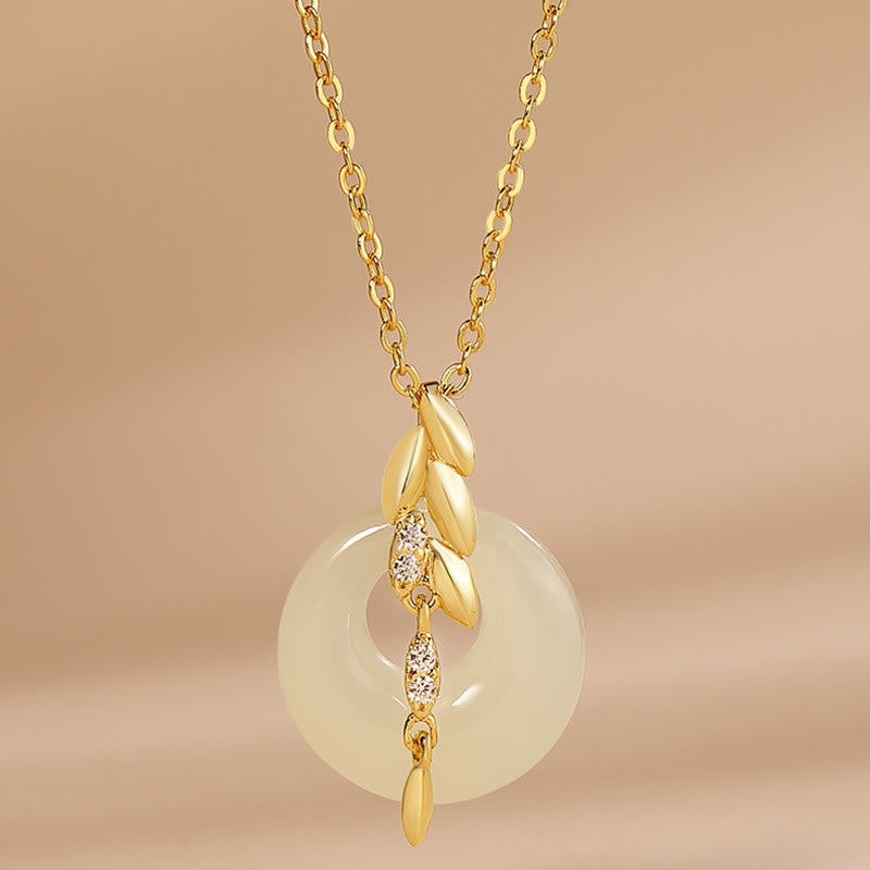 Buddha Stones和田翡翠 925 スターリングシルバー 小麦 幸運 ネックレス ペンダント