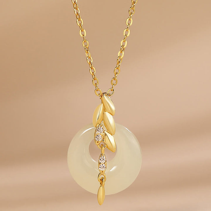 Buddha Stones和田翡翠 925 スターリングシルバー 小麦 幸運 ネックレス ペンダント