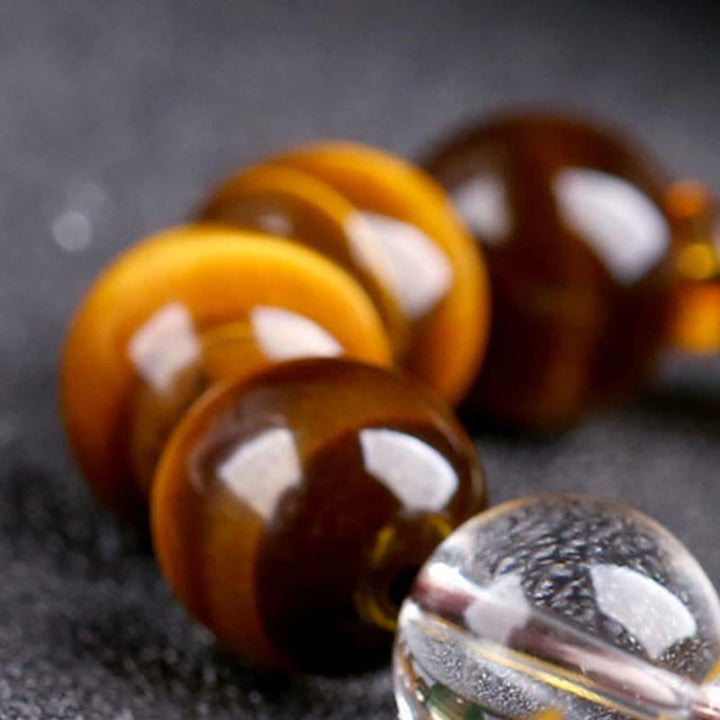 Buddha Stones十二支 タイガーアイ ホワイトクリスタル 勇気ブレスレット