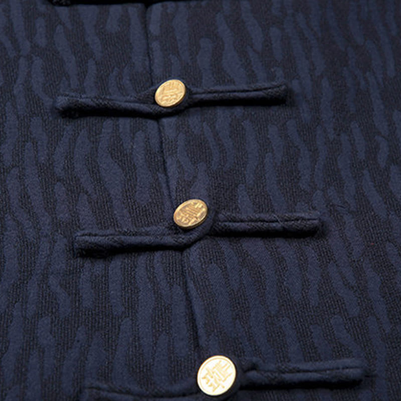 Buddha Stonesカジュアル フロッグボタン タンスーツ ジャカード リネン メンズ シャツ