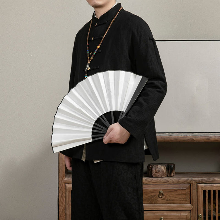 Buddha Stonesカジュアル フロッグボタン タンスーツ ジャカード リネン メンズ シャツ