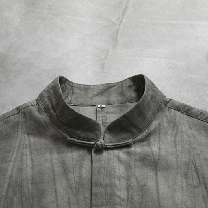 Buddha Stonesカジュアルグレー メンズ フロッグボタンシャツ 禅服 - image 6