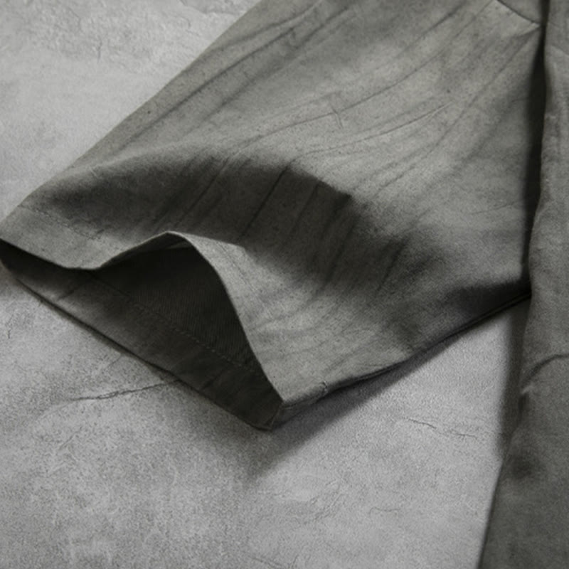 Buddha Stonesカジュアルグレー メンズ フロッグボタンシャツ 禅服 - image 8