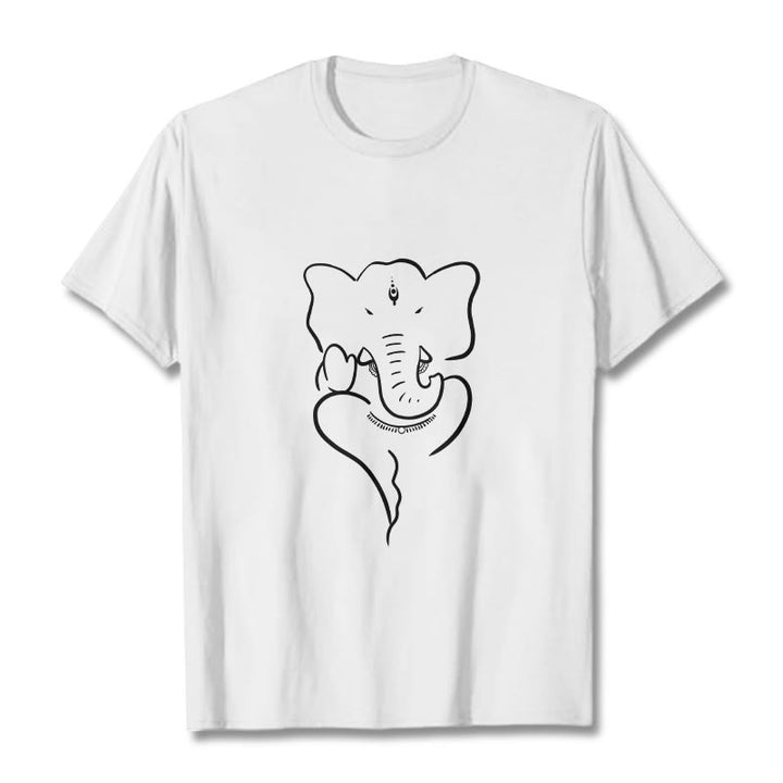 Buddha Stonesガネーシャ象スケッチ柄Tシャツ - 白 - 2XL - image 6