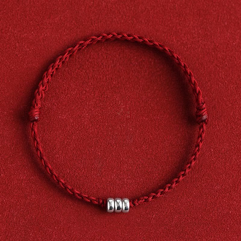 Buddha Stones925 スターリングシルバー ビーズ 守護 幸運 編み込み ブレスレット アンクレット