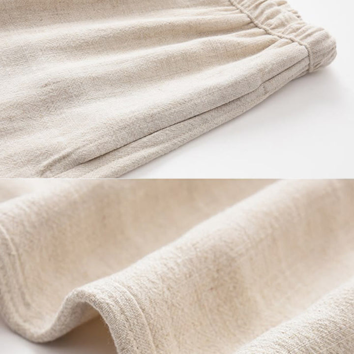 Buddha Stones春夏 無地 メンズ ドローストリング リネン パンツ ポケット付き - image 9