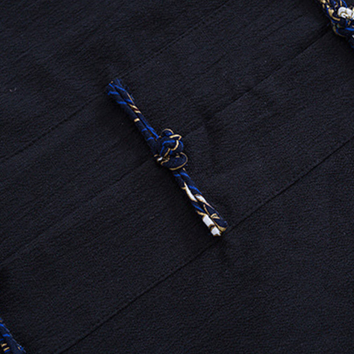 Buddha Stonesメンズ フロッグボタン タンスーツ コットン ホワイト クレーン刺繍 ジャケット シャツ ポケット付き