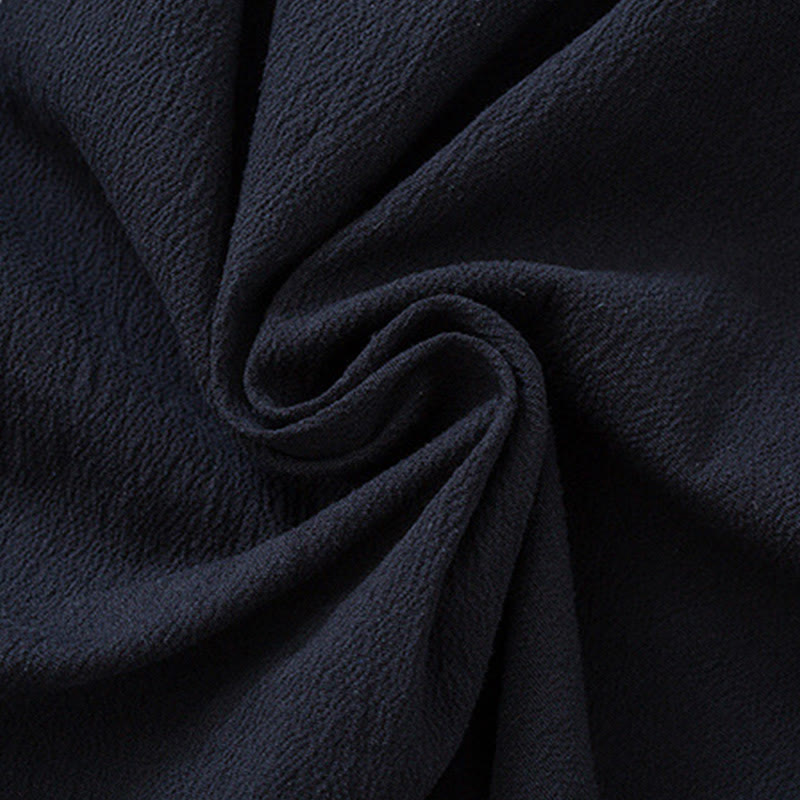 Buddha Stonesメンズ フロッグボタン タンスーツ コットン ホワイト クレーン刺繍 ジャケット シャツ ポケット付き