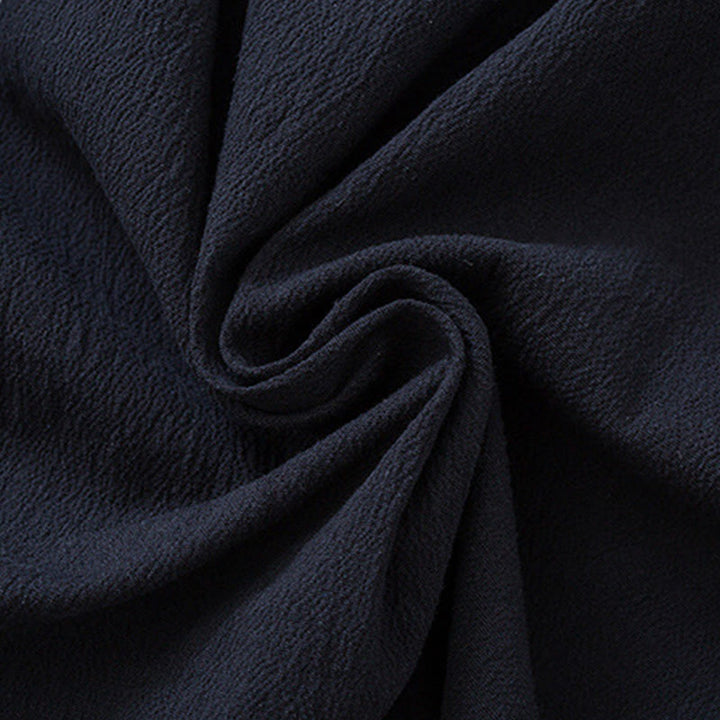 Buddha Stonesメンズ フロッグボタン タンスーツ コットン ホワイト クレーン刺繍 ジャケット シャツ ポケット付き