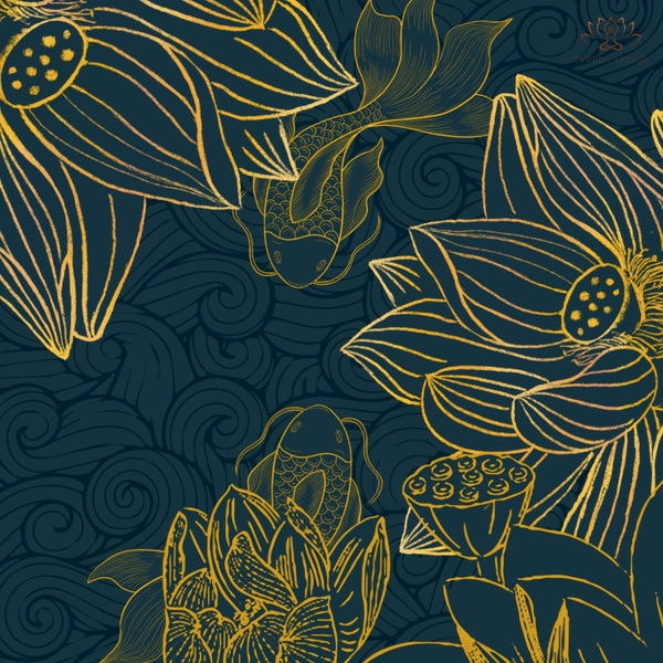 Buddha Stonesグレーゴールデン鯉魚蓮プリントジムレギンスレディースヨガパンツ - image 2