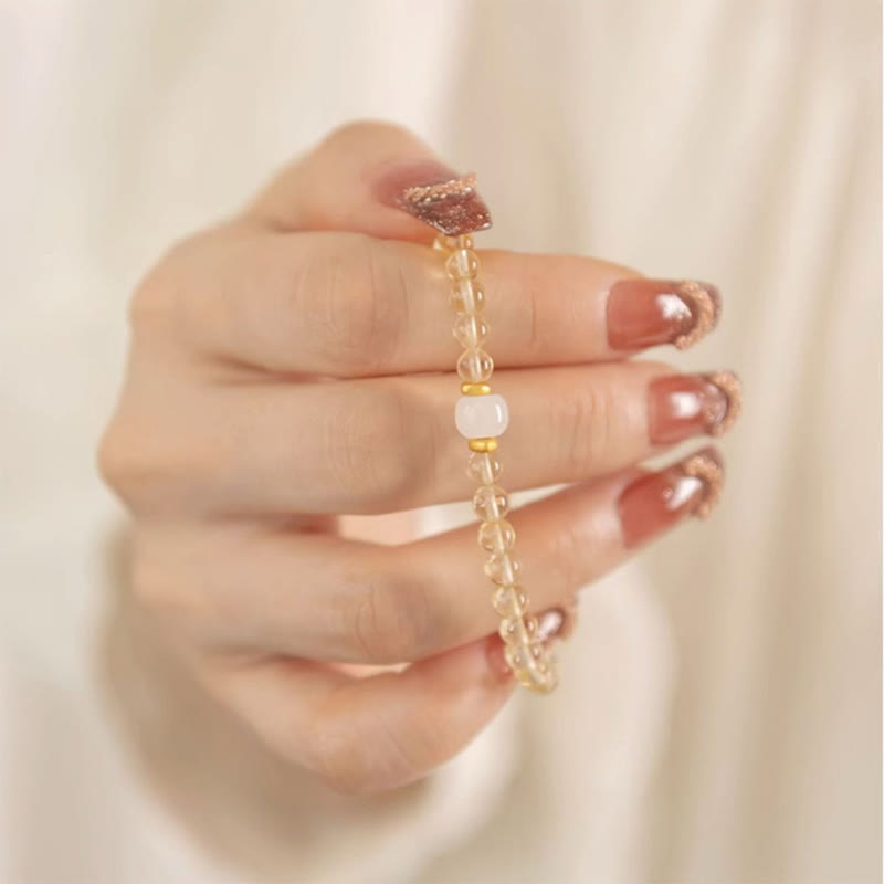 Buddha Stonesの小さなシトリン翡翠ビーズの繁栄のブレスレット