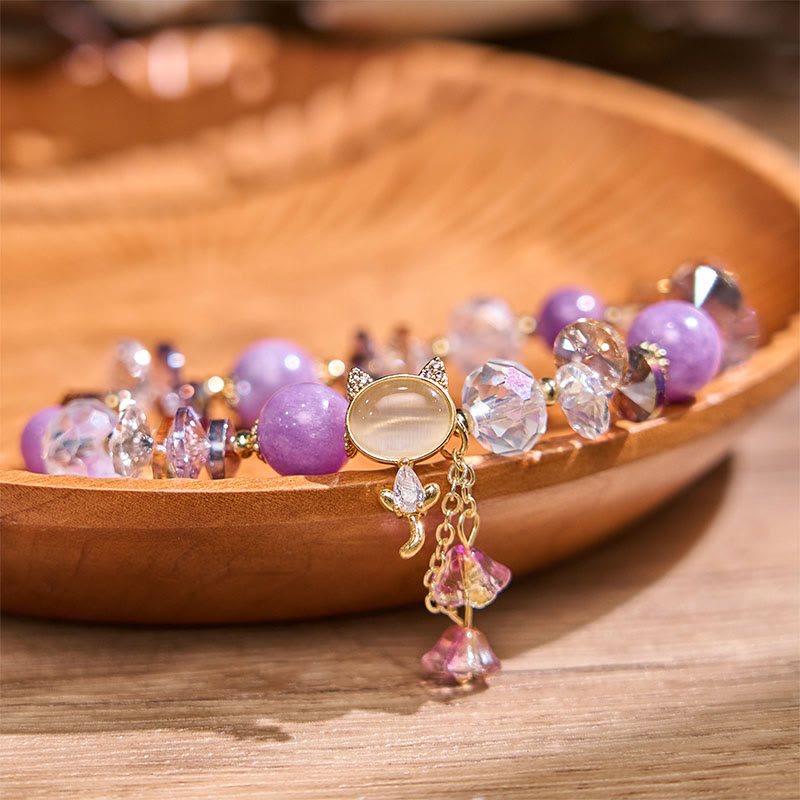 Buddha Stonesアメジストグリーンクリスタルレッドクリスタルキャットバランスブレスレット - image 2