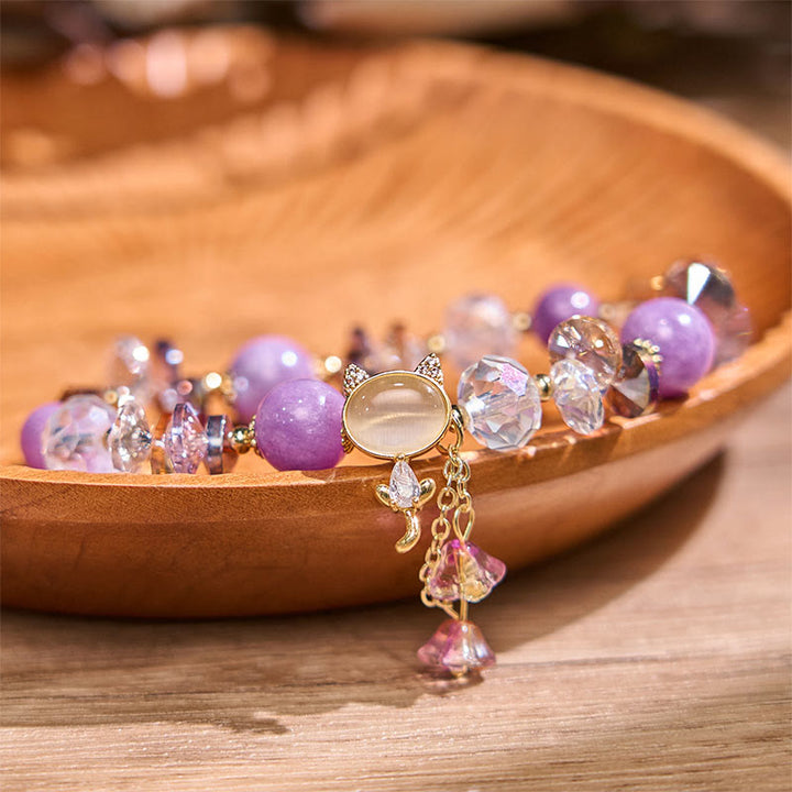 Buddha Stonesアメジストグリーンクリスタルレッドクリスタルキャットバランスブレスレット - image 2