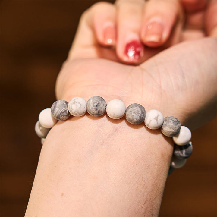 Buddha Stonesピカソジャスパー ホワイトターコイズ 勇気ブレスレット - image 5