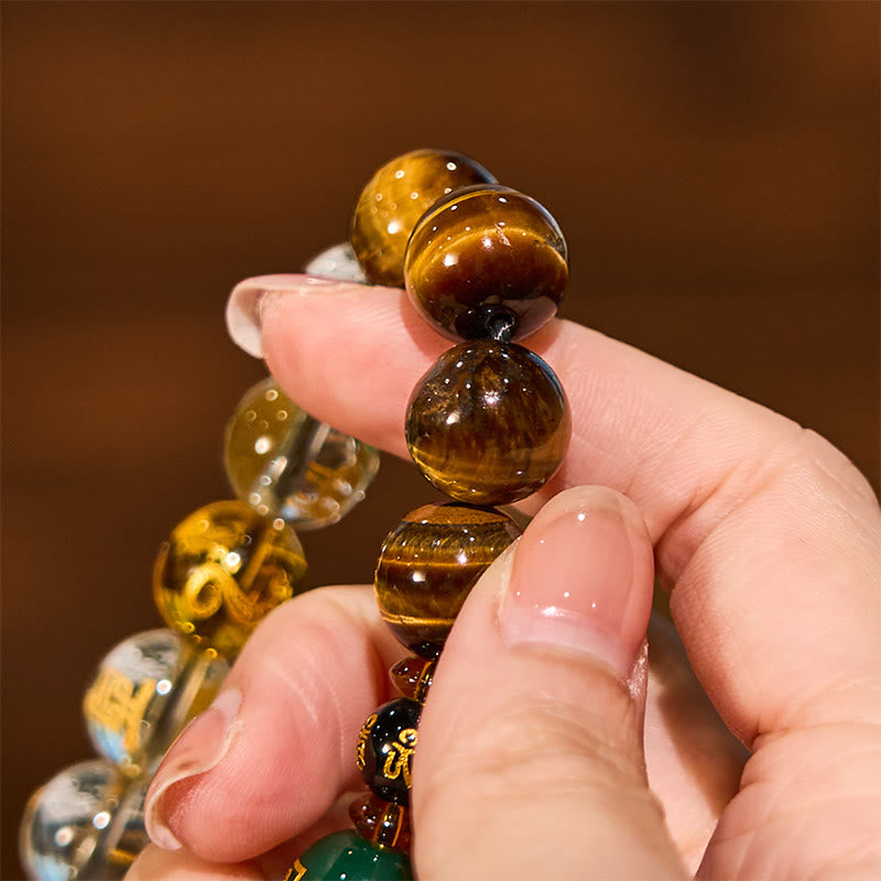 Buddha Stones十二支 タイガーアイ ホワイトクリスタル 勇気ブレスレット