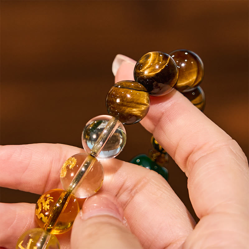 Buddha Stones十二支 タイガーアイ ホワイトクリスタル 勇気ブレスレット