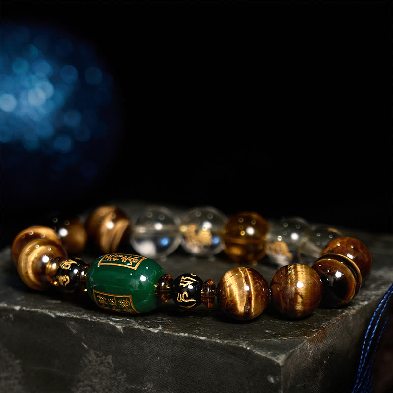 Buddha Stones十二支 タイガーアイ ホワイトクリスタル 勇気ブレスレット