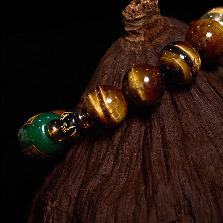 Buddha Stones十二支 タイガーアイ ホワイトクリスタル 勇気ブレスレット