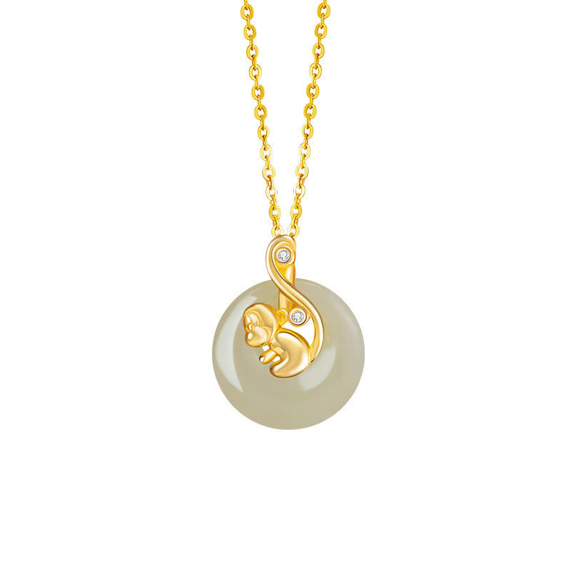 Buddha Stones中国十二支 和田翡翠 925 スターリングシルバー 豊穣のネックレスペンダント - 和田翡翠925スターリングシルバー-モンキー - image 26