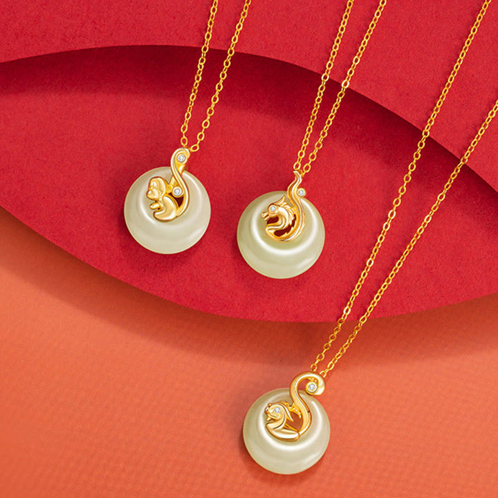 Buddha Stones中国十二支 和田翡翠 925 スターリングシルバー 豊穣のネックレスペンダント - image 4