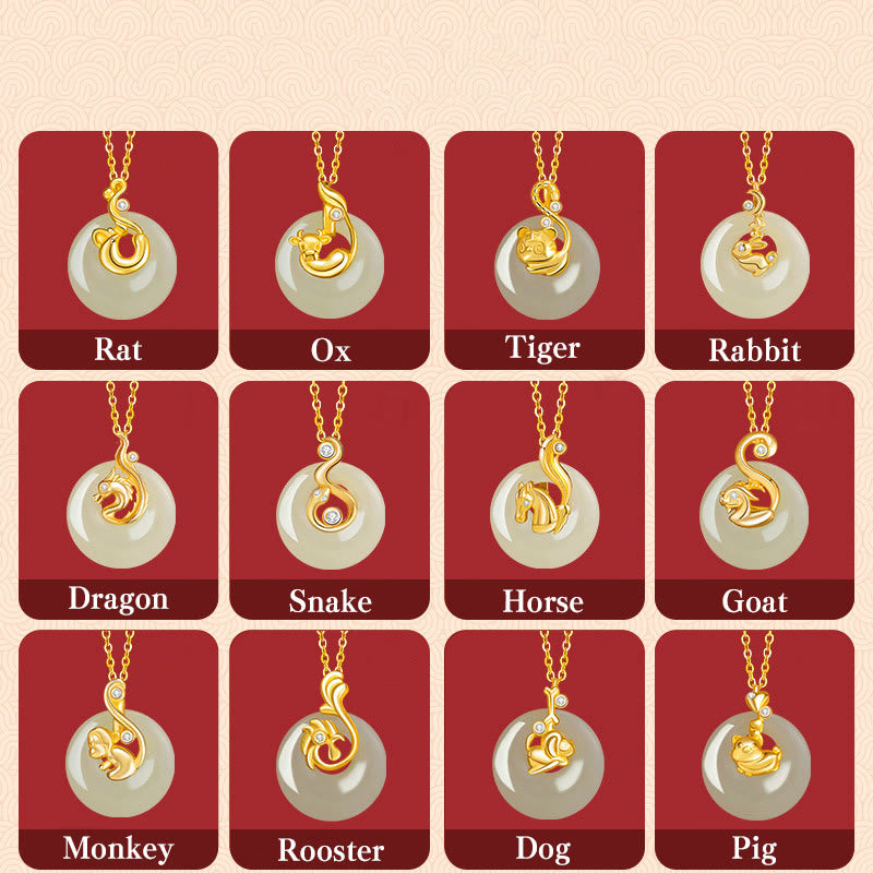 Buddha Stones中国十二支 和田翡翠 925 スターリングシルバー 豊穣のネックレスペンダント - image 2