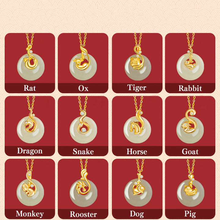 Buddha Stones中国十二支 和田翡翠 925 スターリングシルバー 豊穣のネックレスペンダント - image 2