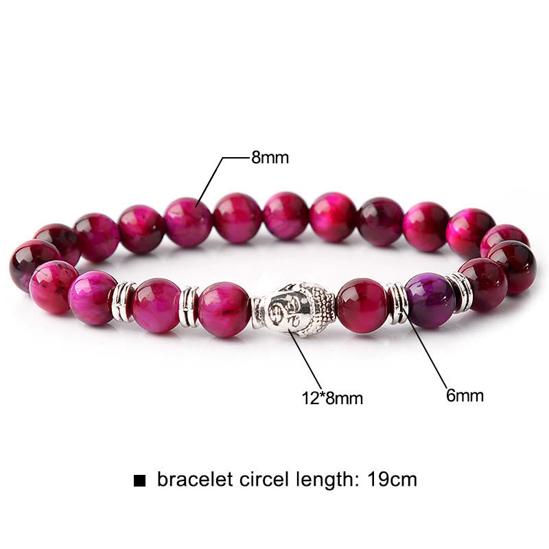 Buddha Stonesブルーグリーンレッドタイガーアイ 仏陀頭 バランスブレスレット