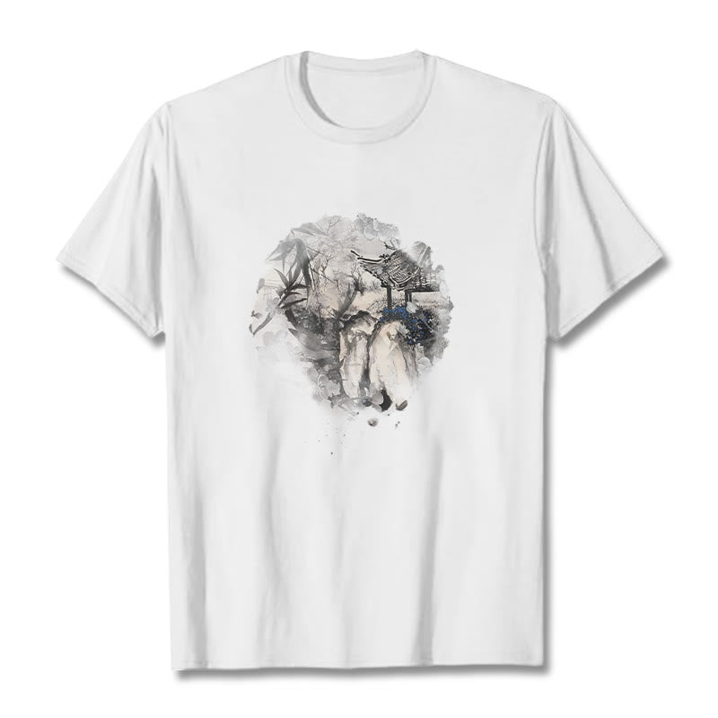 Buddha Stones中国竹山亭 デザイン柄 Tシャツ - 白 - 2XL - image 8