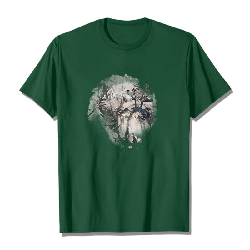 Buddha Stones中国竹山亭 デザイン柄 Tシャツ - フォレストグリーン - 2XL - image 11