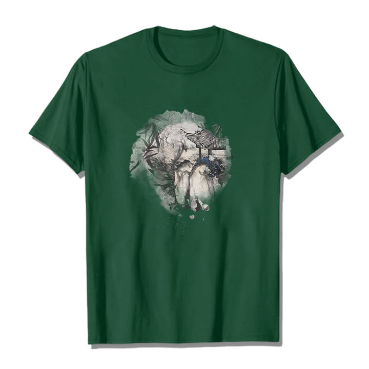 Buddha Stones中国竹山亭 デザイン柄 Tシャツ - フォレストグリーン - 2XL - image 11